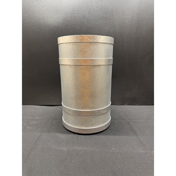 Industrial Office Silver Pierced Metal Mesh Wastebasket Man Cave - Picture 1 of 6